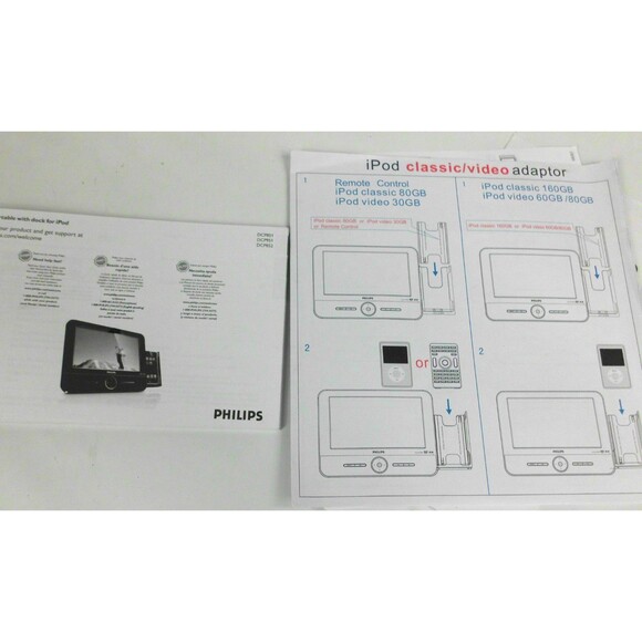 Philips DCP851/37 Portable DVD & iPod Dock Player 8.5 Inch w Remote Pouch Cord - Picture 2 of 6